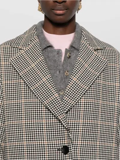 Tagliatore Houndstooth Pattern Wool Coat Pockets In Gray