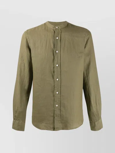 Aspesi Long Sleeve Shirt Curved Hem In Green