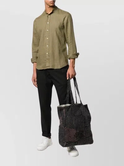 Aspesi Long Sleeve Shirt Curved Hem In Green