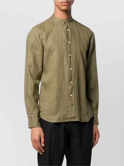 Aspesi Long Sleeve Shirt Curved Hem In Green