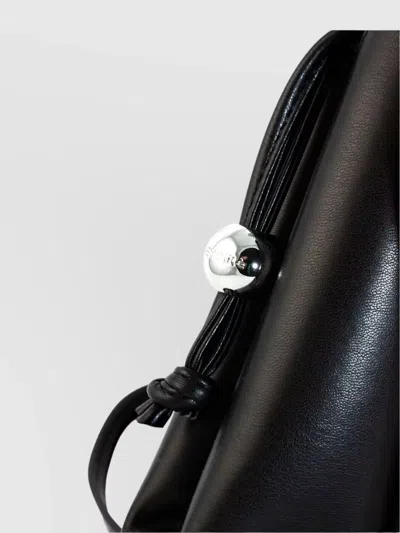 Themoirè Beaded Shoulder Bag Adjustable Strap In Black