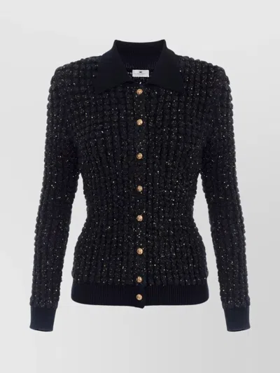 Elisabetta Franchi Knitwear With Collared Design And Long Sleeves In Black