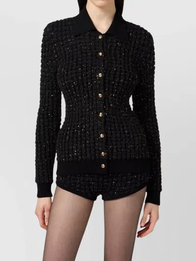 Elisabetta Franchi Knitwear With Collared Design And Long Sleeves In Black