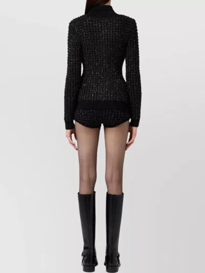 Elisabetta Franchi Knitwear With Collared Design And Long Sleeves In Black