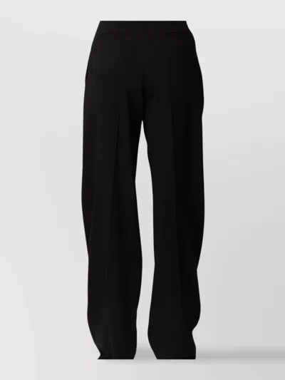 Elisabetta Franchi High Waist Wide Leg Trousers With Pockets In Black