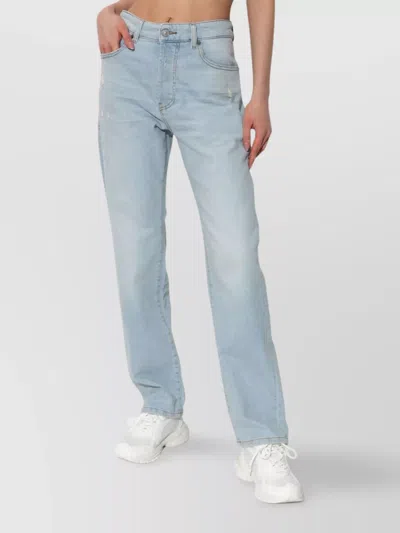 Diesel Casual Five-pocket Trousers Featuring Belt Loops In Blue