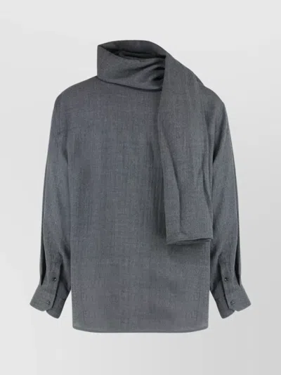 Darkpark George Shirt With Detachable Wool Scarf In Gray