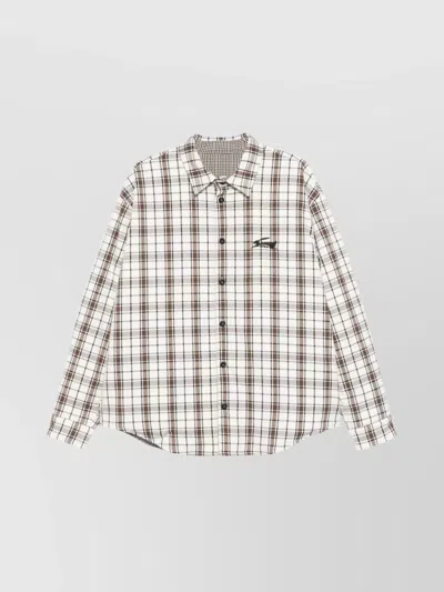 Msgm White Double-face Flannel Shirt Clothing In Multi