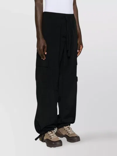 Msgm Adjustable Waist Trousers Featuring Pockets In Black