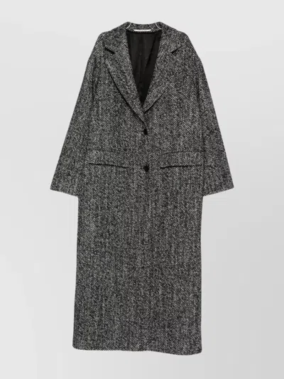 Tagliatore Black Chevron Wool Blend Amanda Coat In Gray