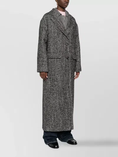 Tagliatore Black Chevron Wool Blend Amanda Coat In Gray