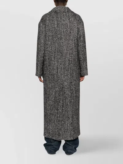 Tagliatore Black Chevron Wool Blend Amanda Coat In Gray