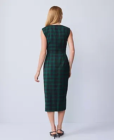 Ann Taylor Plaid Twist Sheath Dress In Green