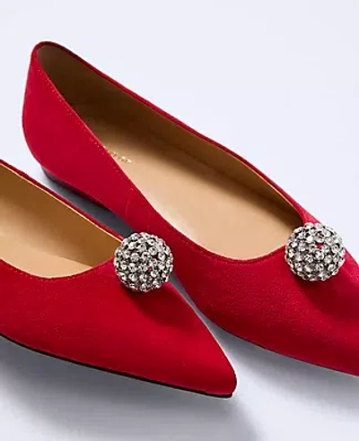 Ann Taylor Pointy Toe Embellished Suede Flat