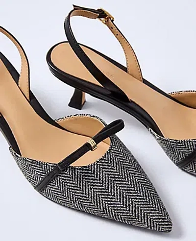Ann Taylor Herringbone Slingback Pump In Black