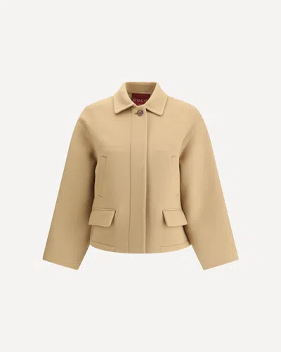 Gucci Women Wool Zip-up Jacket In Nude