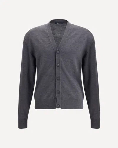 Jacquemus Embroidered-logo Ribbed Cardigan In Gray
