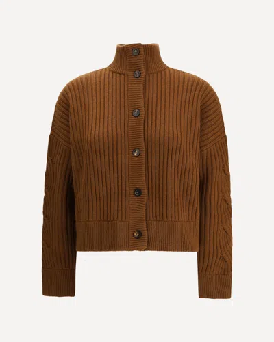 Max Mara Afelio Wool And Cashmere Cardigan In Brown