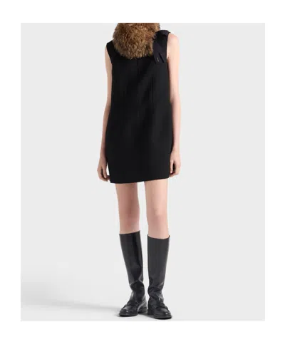 Prada Short Natté Dress In Black
