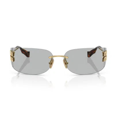 Miu Miu 0mu A51s Runway 5ak50k Oro Metal Sunglasses In Gray