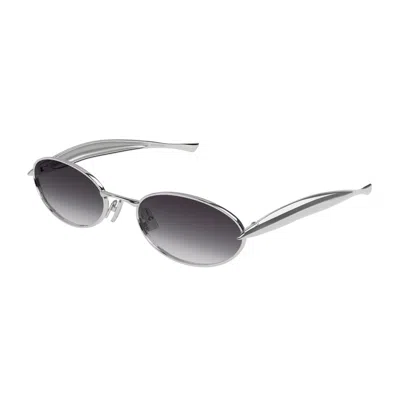 Bottega Veneta Bv1386s Linea Signature Icons 003 Silver Grey Sunglasses In Gray