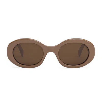Celine Triomphe Cl40194u 45e Oval Sunglasses In Brown