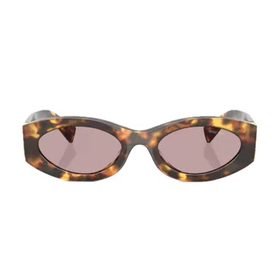 Miu Miu 0mu 11ws Miu Glimpse 14l20i Havana Sunglasses In Brown