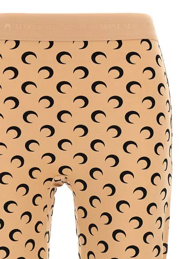 Marine Serre High-waisted Leggings With Crescent Moon Pattern In Brown