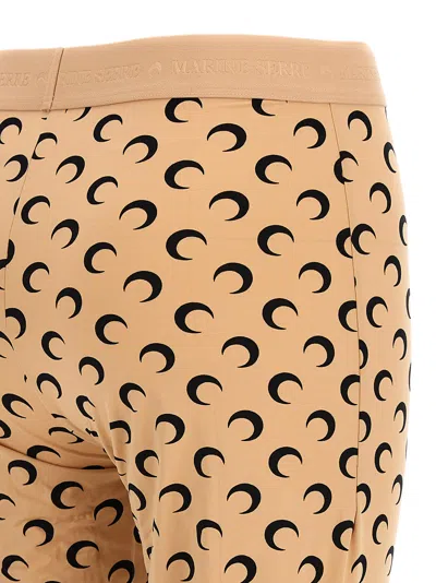 Marine Serre High-waisted Leggings With Crescent Moon Pattern In Brown