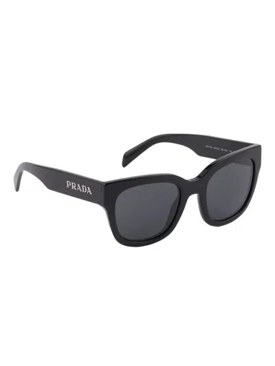 Prada Logo Rectangle-frame Sunglasses In Black