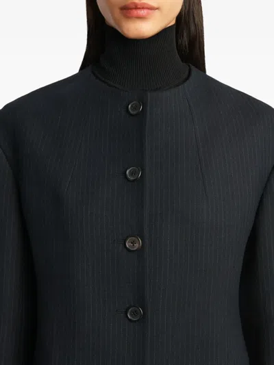 Khaite Jameson Pinstripe Button Jacket In Blue