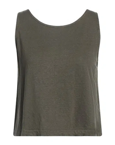 Majestic Filatures Woman Top Military Green Size 1 Linen, Elastane In Green