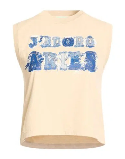 Aries Woman T-shirt Beige Size 4 Cotton In Neutral