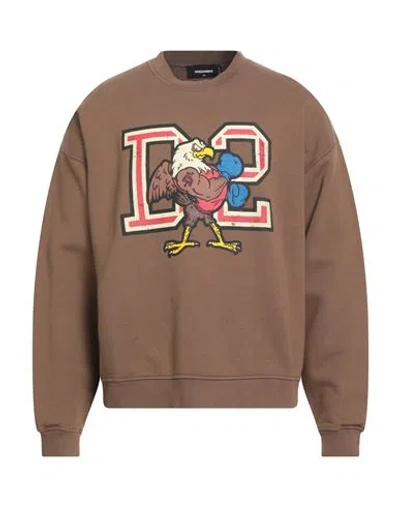 Dsquared2 Man Sweatshirt Brown Size S Cotton In Brown