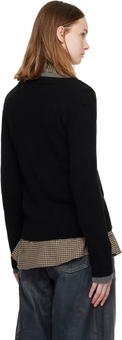 Andersson Bell Black Button Slim Knit Cardigan In Multi