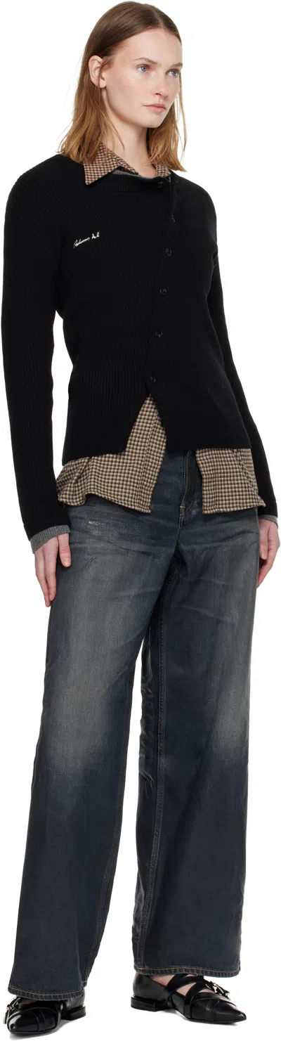 Andersson Bell Black Button Slim Knit Cardigan In Multi