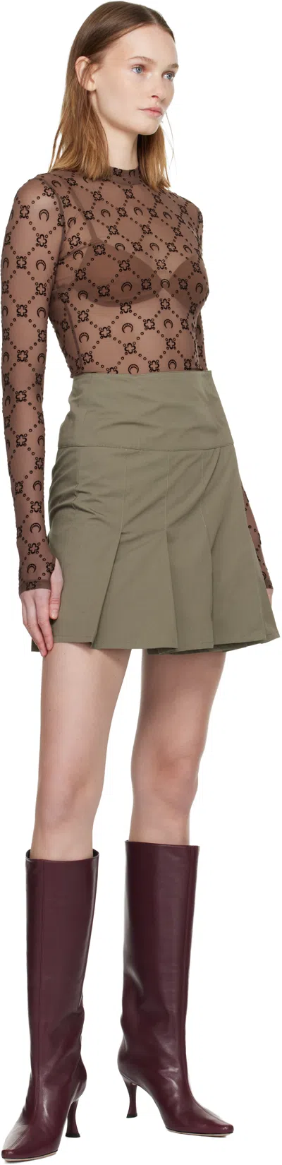 Marine Serre Ssense Exclusive Brown Moonogram Flock Ls Highneck Top In Brown