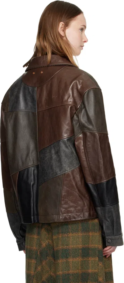 Andersson Bell Black & Brown Patchwork Leather Jacket In Brown