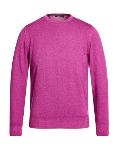 Jeordie's Man Sweater Purple Size S Merino Wool In Pink