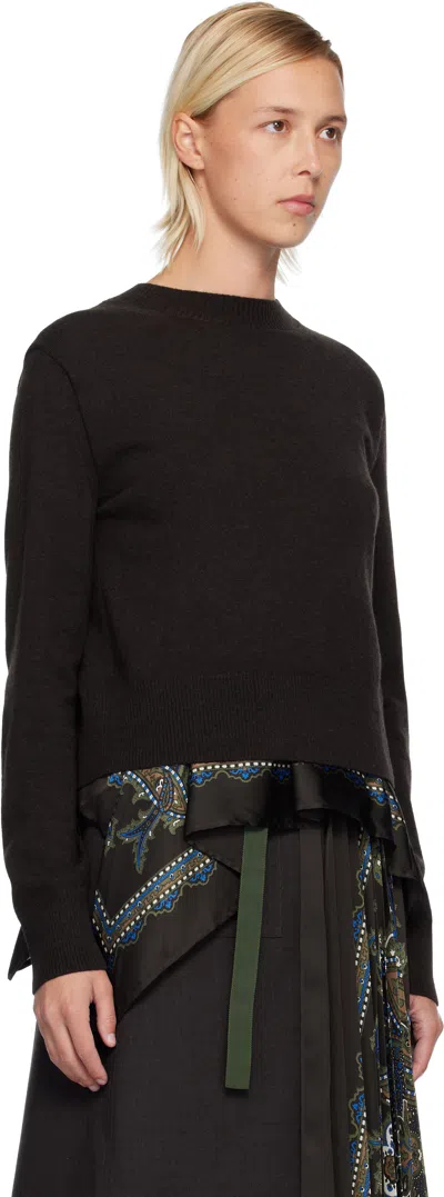 Sacai Paisley-print Panel Sweater In Black