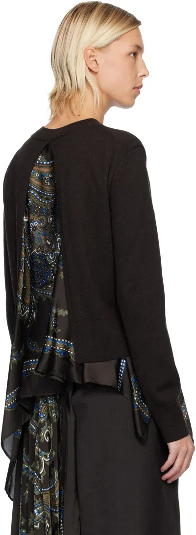 Sacai Paisley-print Panel Sweater In Black