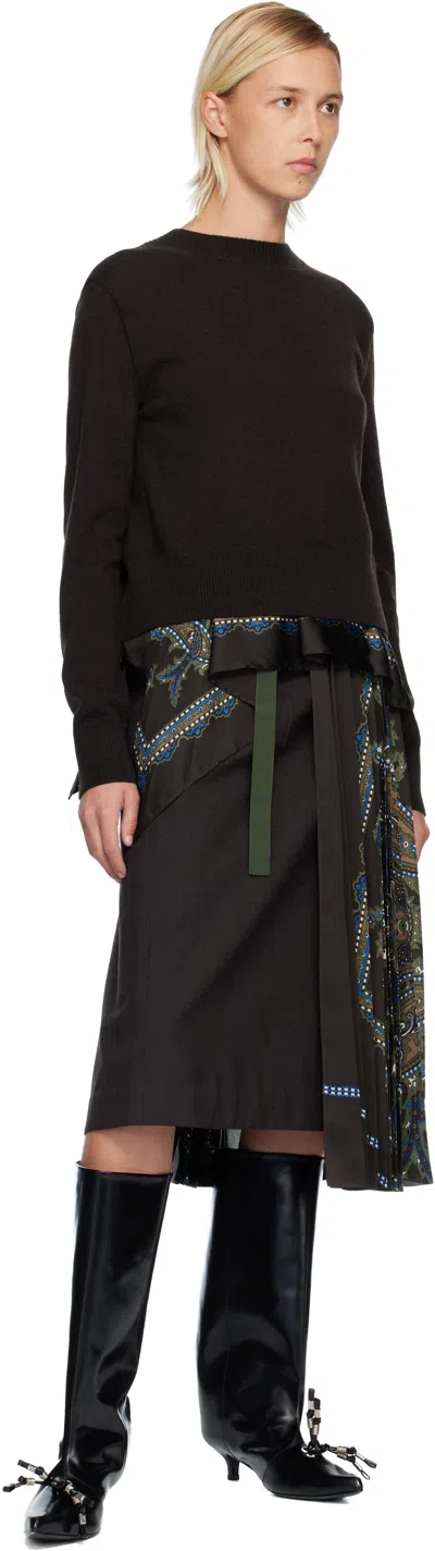 Sacai Paisley-print Panel Sweater In Black