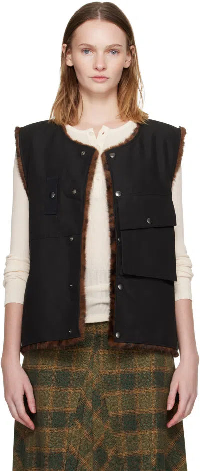 Andersson Bell Black Collarless Pocket Vest In Multi