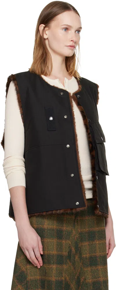 Andersson Bell Black Collarless Pocket Vest In Multi