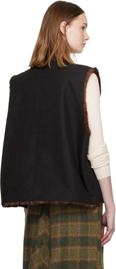 Andersson Bell Black Collarless Pocket Vest In Multi