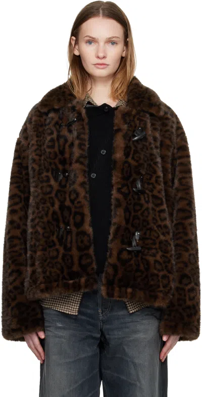 Andersson Bell Leopard Print Faux Fur Button Jacket In Animal Print