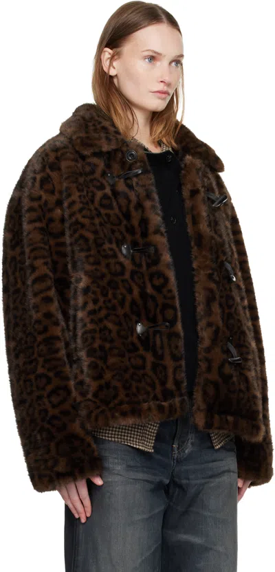 Andersson Bell Leopard Print Faux Fur Button Jacket In Animal Print