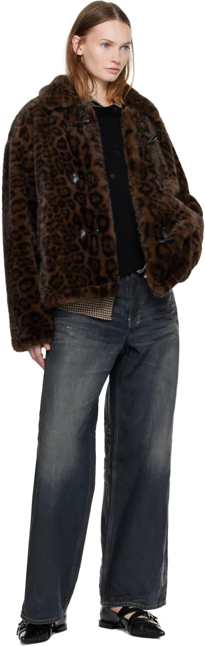 Andersson Bell Leopard Print Faux Fur Button Jacket In Animal Print