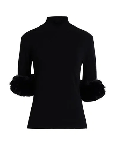 Simona Corsellini Woman Turtleneck Black Size M Viscose, Polyester, Nylon In Black