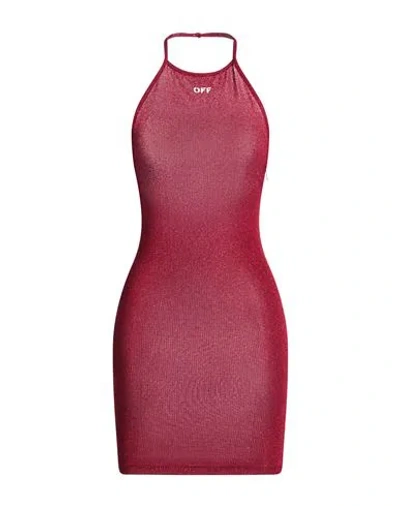 Off-white Woman Mini Dress Red Size 2 Viscose, Polyamide, Metallic Fiber, Elastane In Red